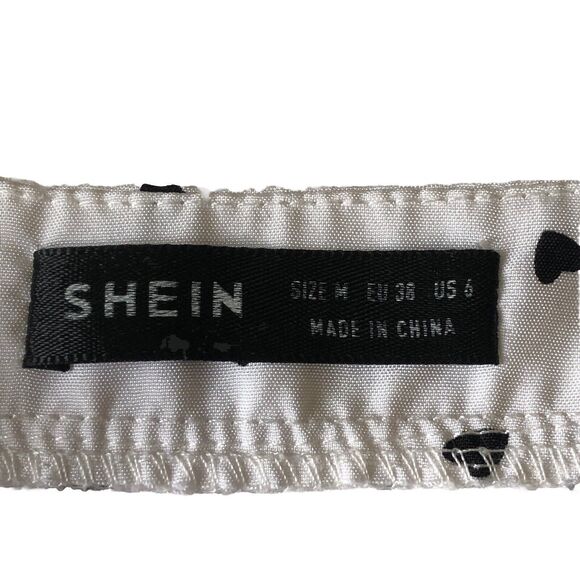 Shein Women's Heart Print Notched Neck Ruffle Sleeve Blouse White Size Medium - Picture 3 of 13